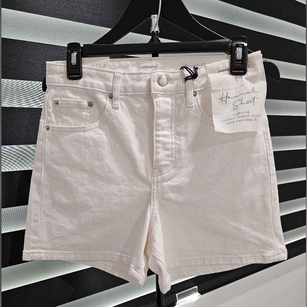 NWT Westbound Hannah Women's Cotton Off-White Cotton Denim Shorts Sz 6 & 10